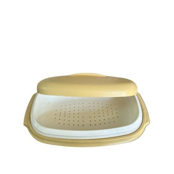 Vintage Tupperware Harvest Gold 3 Piece Vegetable Rice Steamer Strainer MCM - Picture 1 of 7